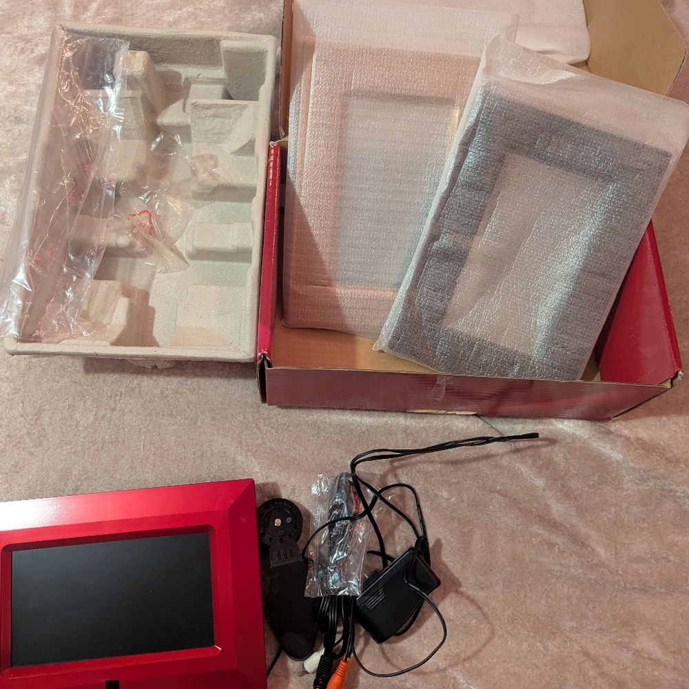 Red Digital Photo Frame with Accessories